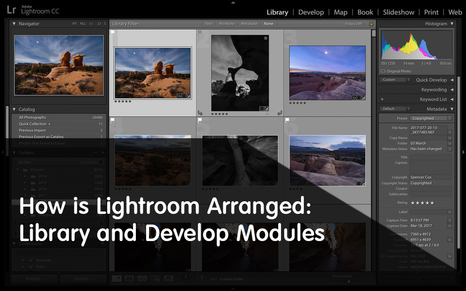 Como o Lightroom é organizado: Módulos de Biblioteca e Desenvolvimento